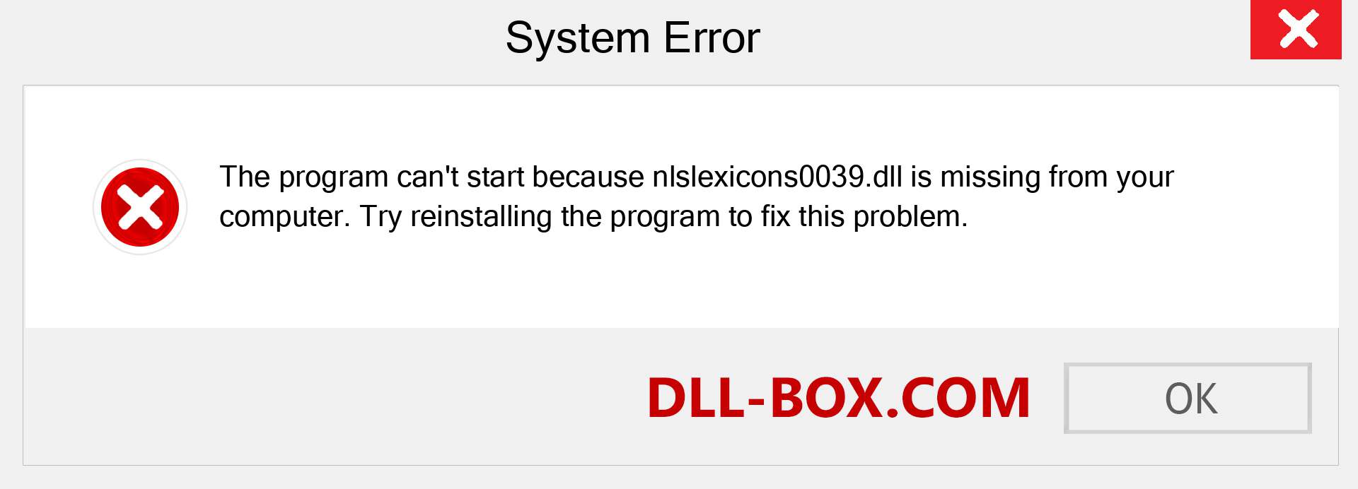  nlslexicons0039.dll file is missing?. Download for Windows 7, 8, 10 - Fix  nlslexicons0039 dll Missing Error on Windows, photos, images